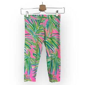 Lilly Pulitzer Girl's Printed Leggings Tiki Pink Print Green Girl's Size L 8-10